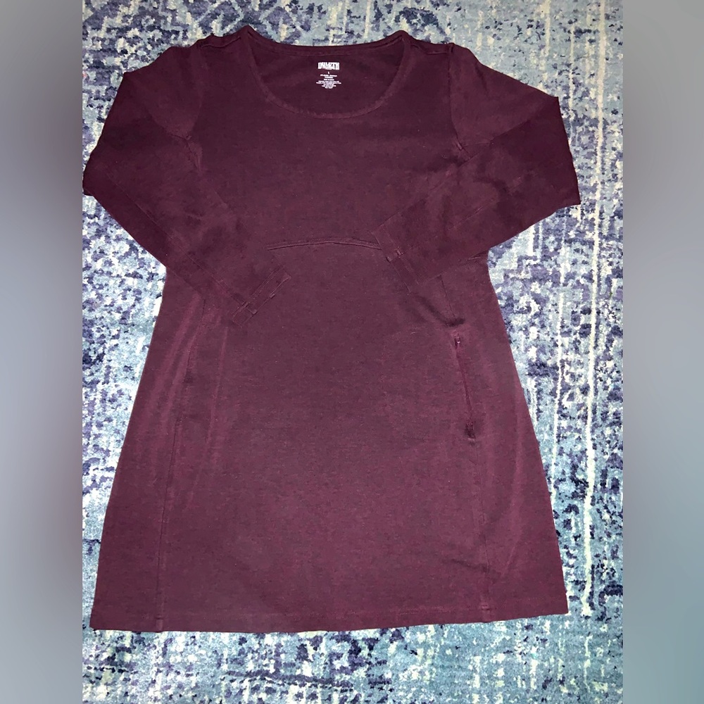 Size large, burgundy, heavy weight, cotton, blend dress.